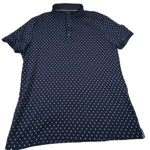 Large Mens Banana Republic Polo Shirt Polka Dot Navy Blue
